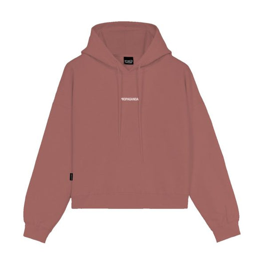 PROPAGANDA WOMAN RIBS CROP HOODIE CLAY