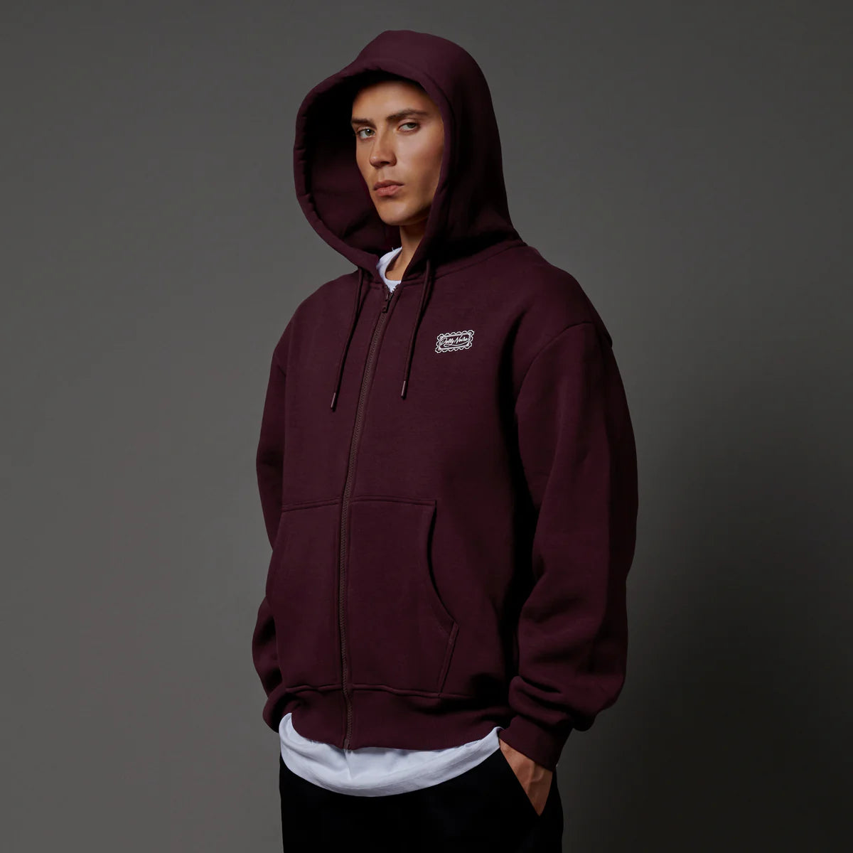DOLLY NOIRE STAMP ZIP HOODIE PRUNE