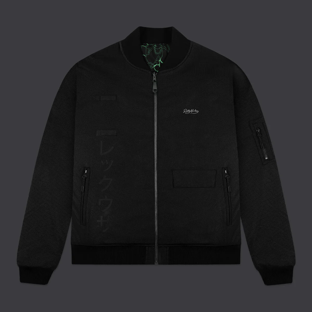 DOLLY NOIRE POKEMON RAYQUAZA PATTERN BOMBER BLACK