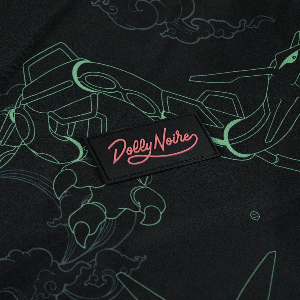 DOLLY NOIRE POKEMON RAYQUAZA PATTERN BOMBER BLACK