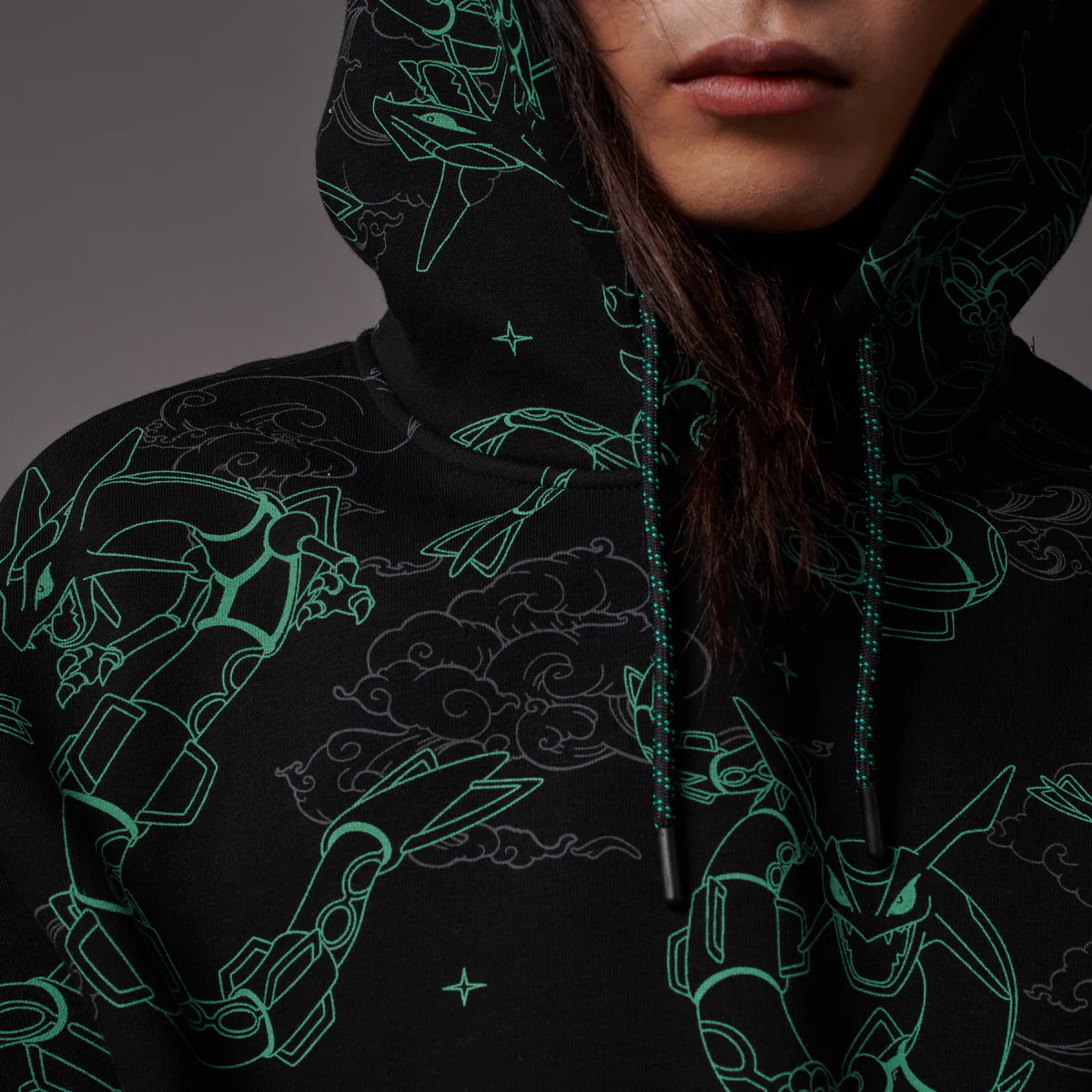 DOLLY NOIRE POKEMON RAYQUAZA PATTERN HOODIE