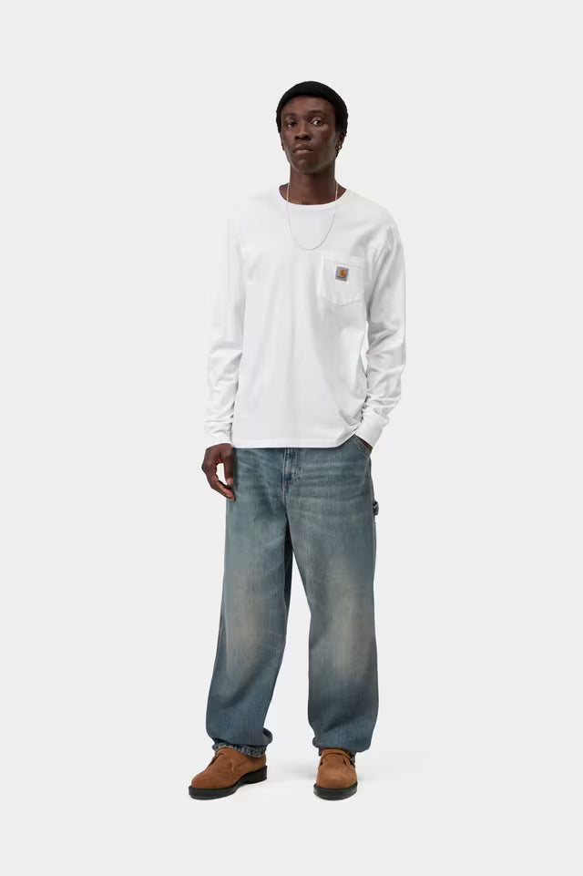 CARHARTT WIP SINGLE KNEE PANT BLUE WORN USED WASH