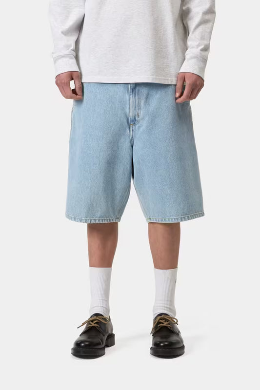 CARHARTT WIP SINGLE KNEE SHORT BLUE HEAVY STONE BLEACHED