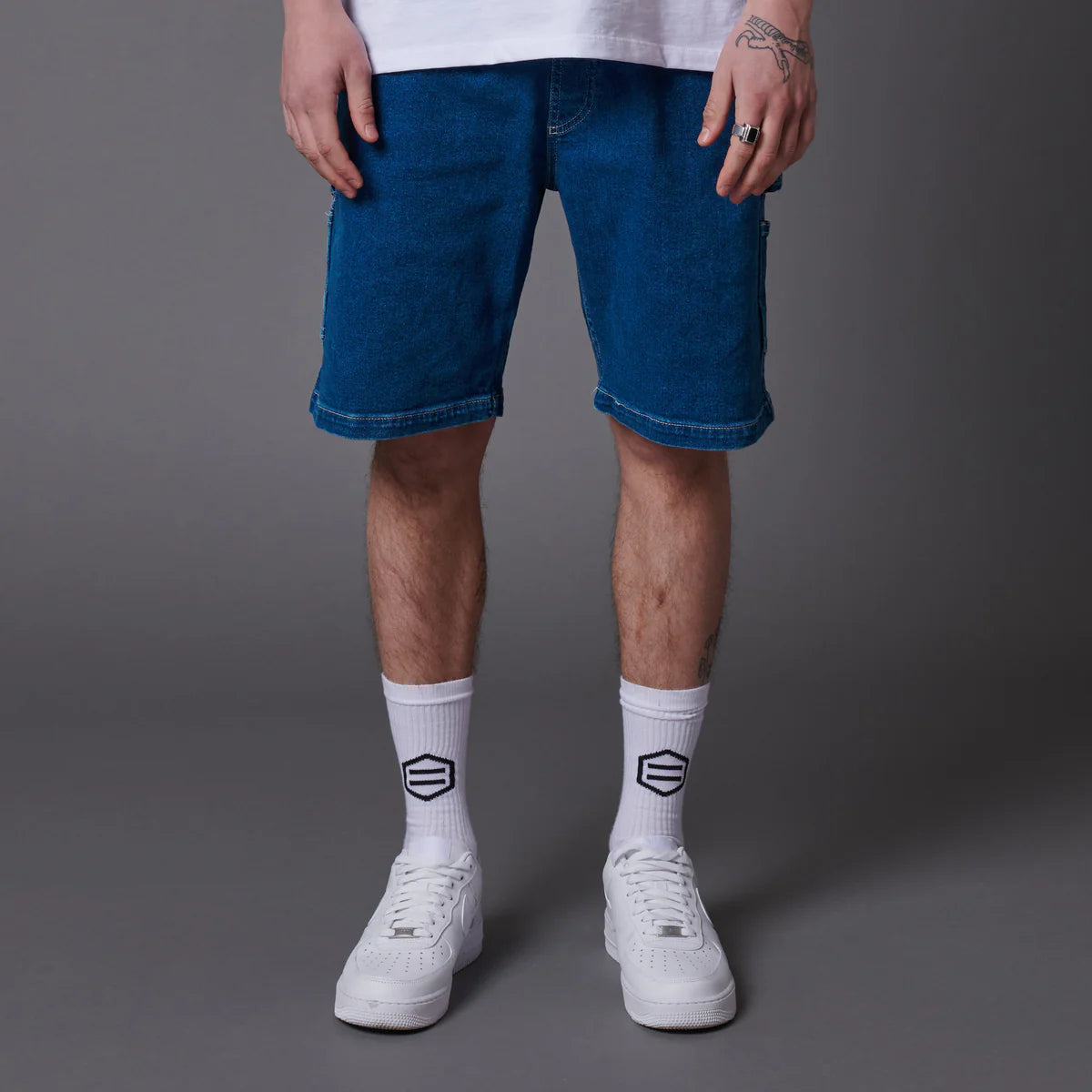DOLLYNOIRE DENIM EASY CARPENTER SHORTS