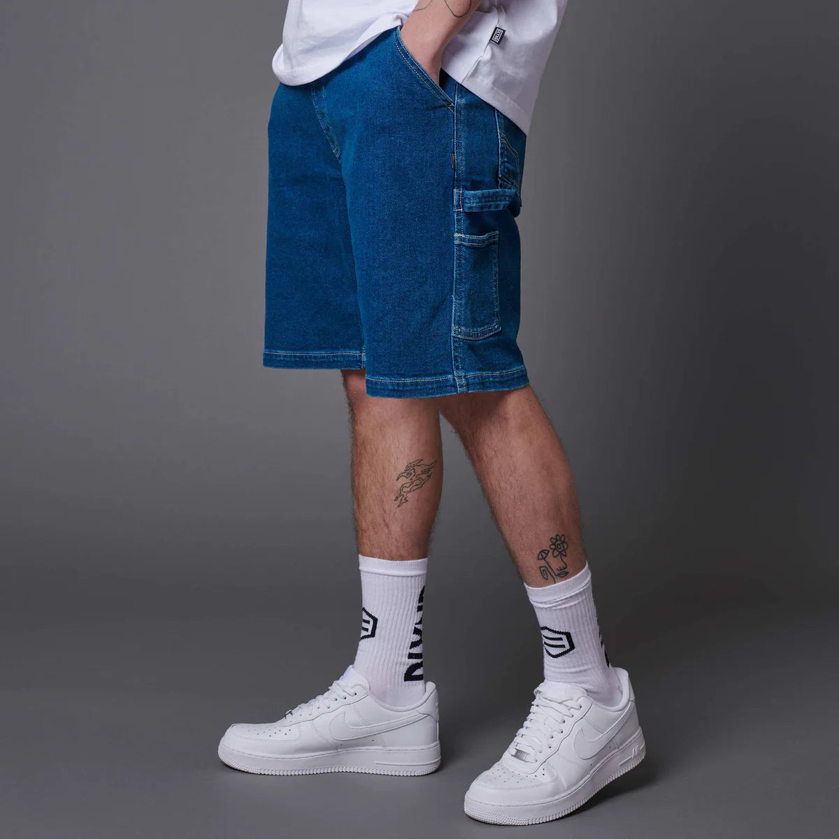 DOLLYNOIRE DENIM EASY CARPENTER SHORTS