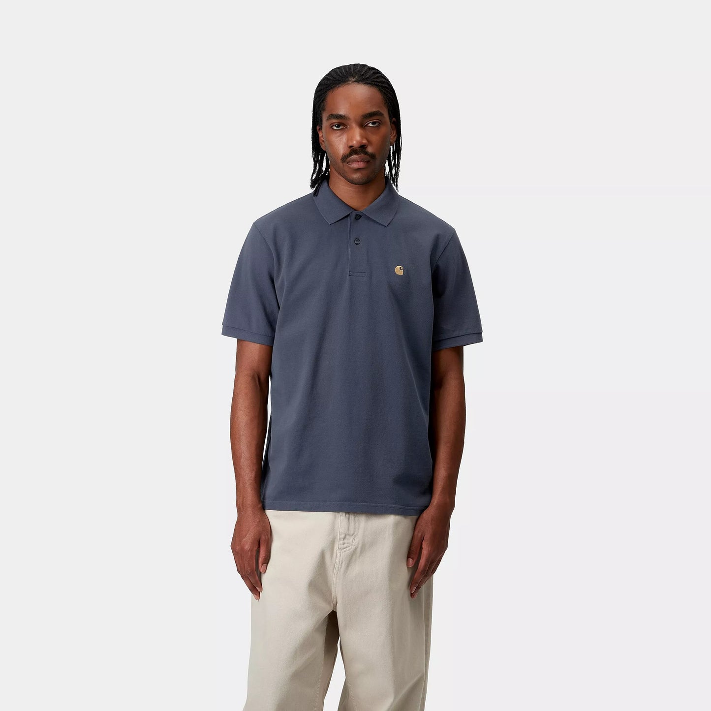 CARHARTT WIP CHASE POLO PIQUE DUSKY BLUE