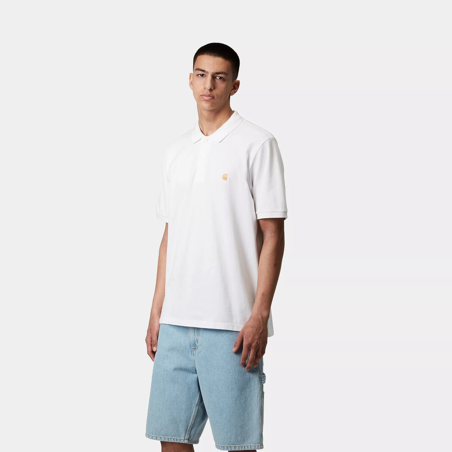 CARHARTT WIP CHASE PIQUE POLO WHITE