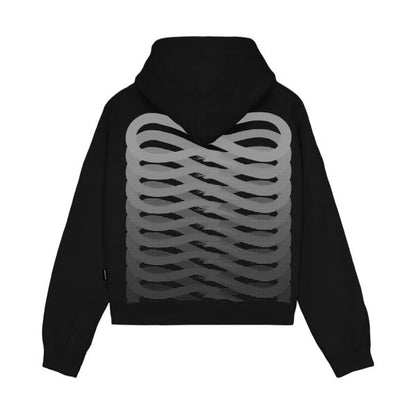 PROPAGANDA WOMAN RIBS CROP HOODIE BLACK