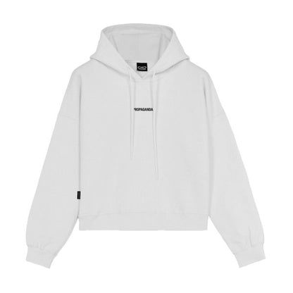 PROPAGANDA WOMAN RIBS CROP HOODIE WHITE