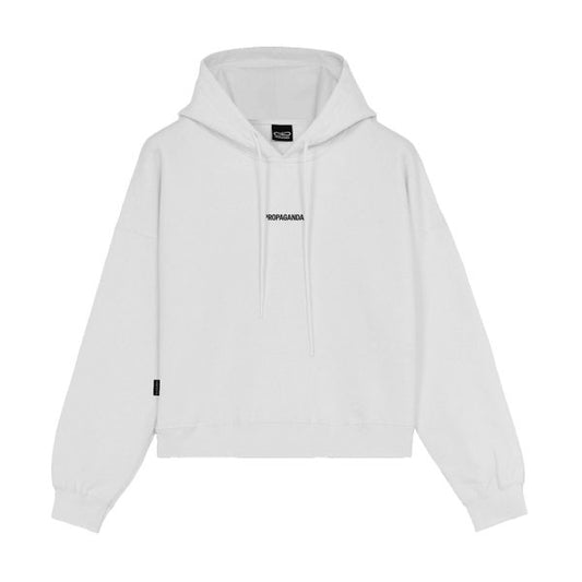 PROPAGANDA WOMAN RIBS CROP HOODIE WHITE