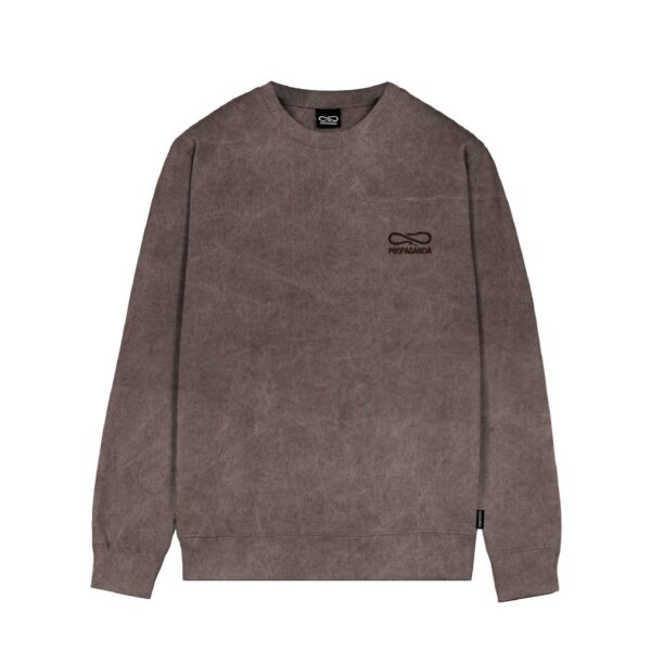 PROPAGANDA LOGO EMBROIDERY CREWNECK BROWN STONE WASH