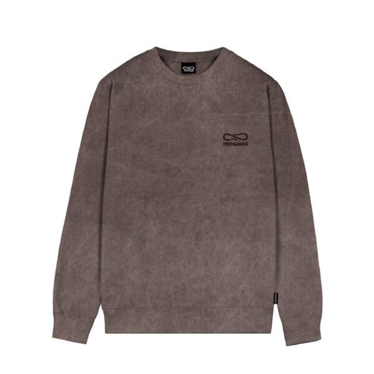 PROPAGANDA LOGO EMBROIDERY CREWNECK BROWN STONE WASH