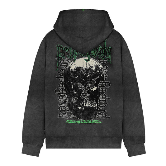 PROPAGANDA CANNIBAL ZIP HOODIE BLACK STONE WASH
