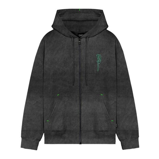 PROPAGANDA CANNIBAL ZIP HOODIE BLACK STONE WASH