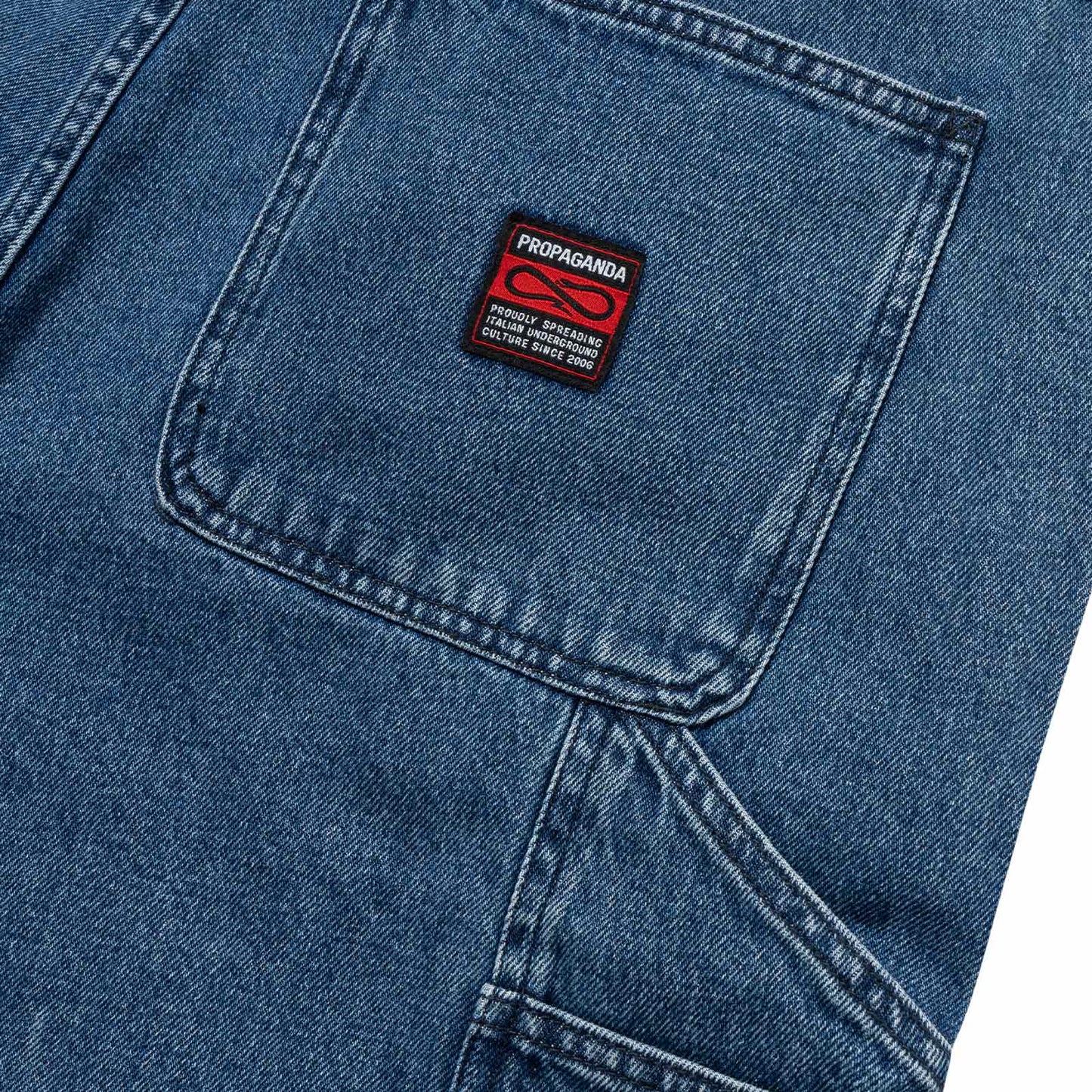 PROPAGANDA CARPENTER LABEL SHORT BLUE WASHED DENIM