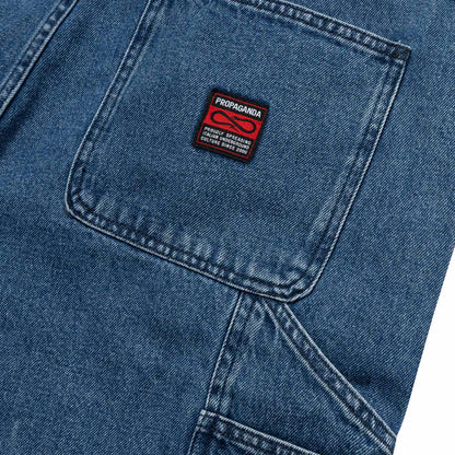 PROPAGANDA CARPENTER LABEL SHORT BLUE WASHED DENIM