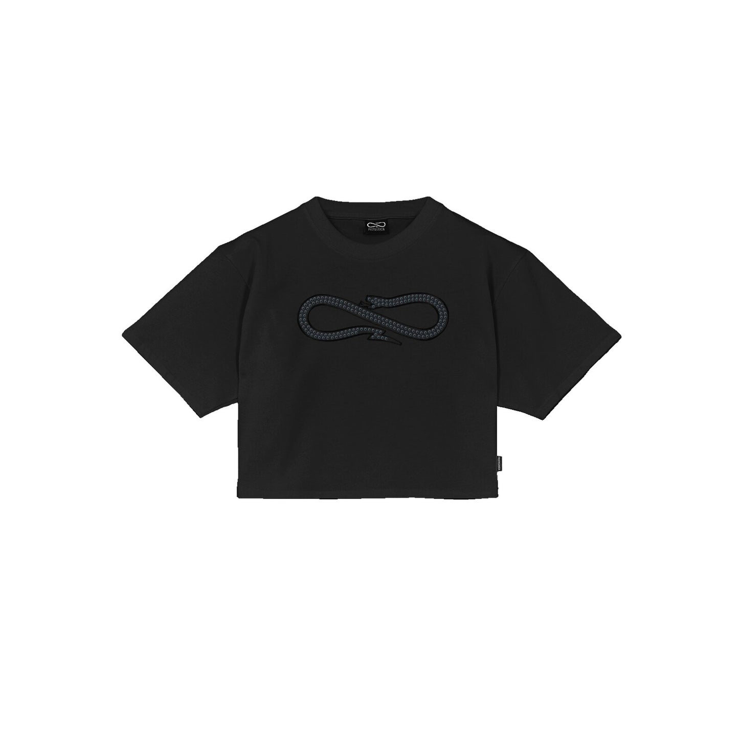 PROPAGANDA WOMAN LOGO STUDS T-SHIRT BLACK