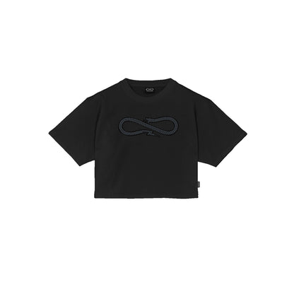 PROPAGANDA WOMAN LOGO STUDS T-SHIRT BLACK