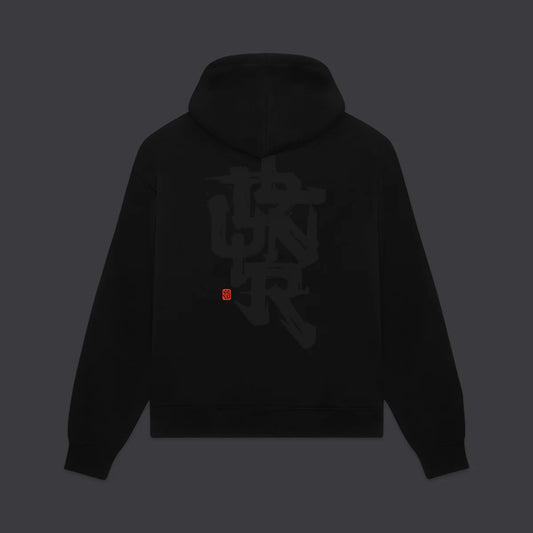 DOLLY NOIRE BRUSHSTROKE HOODIE BLACK