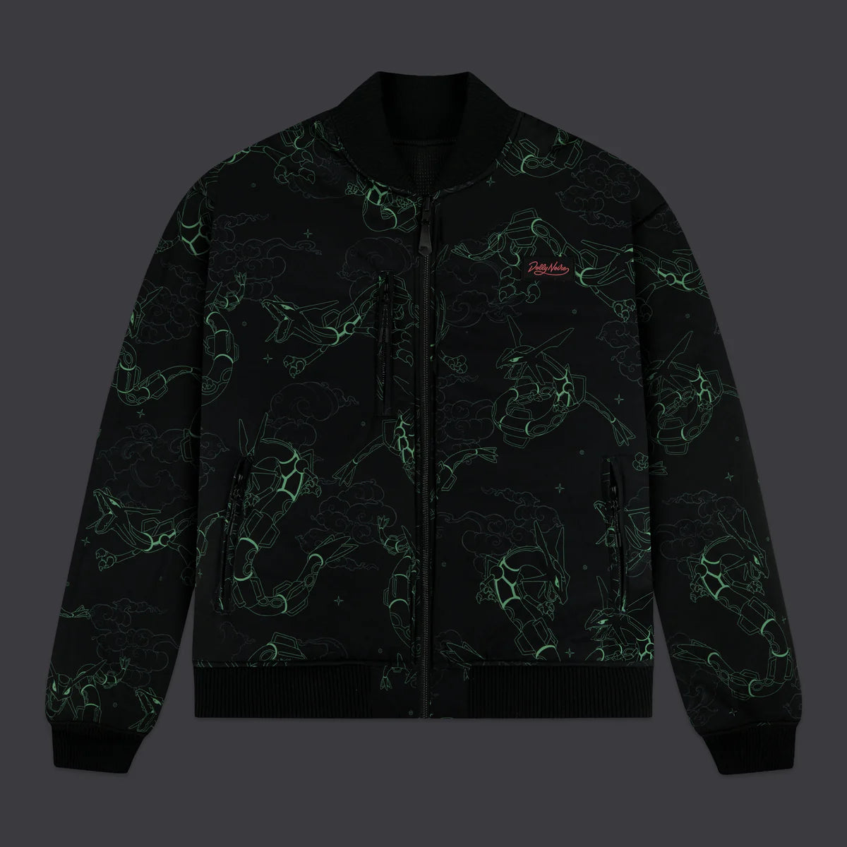 DOLLY NOIRE POKEMON RAYQUAZA PATTERN BOMBER BLACK