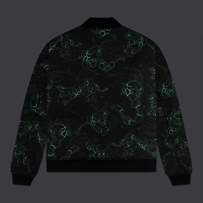 DOLLY NOIRE POKEMON RAYQUAZA PATTERN BOMBER BLACK