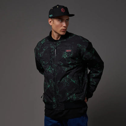 DOLLY NOIRE POKEMON RAYQUAZA PATTERN BOMBER BLACK