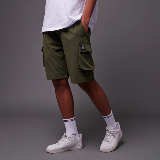 DOLLYNOIRE TECHNO CARGO SHORTS VERDE MILITARE