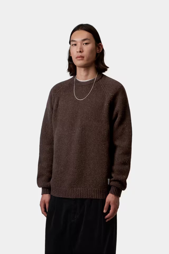 CARHARTT WIP ANGLISTIC SWEATER SPECKLED TOBACCO