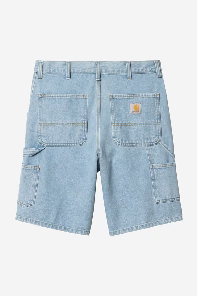 CARHARTT WIP SINGLE KNEE SHORT BLUE HEAVY STONE BLEACHED