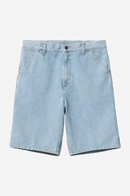 CARHARTT WIP SINGLE KNEE SHORT BLUE HEAVY STONE BLEACHED