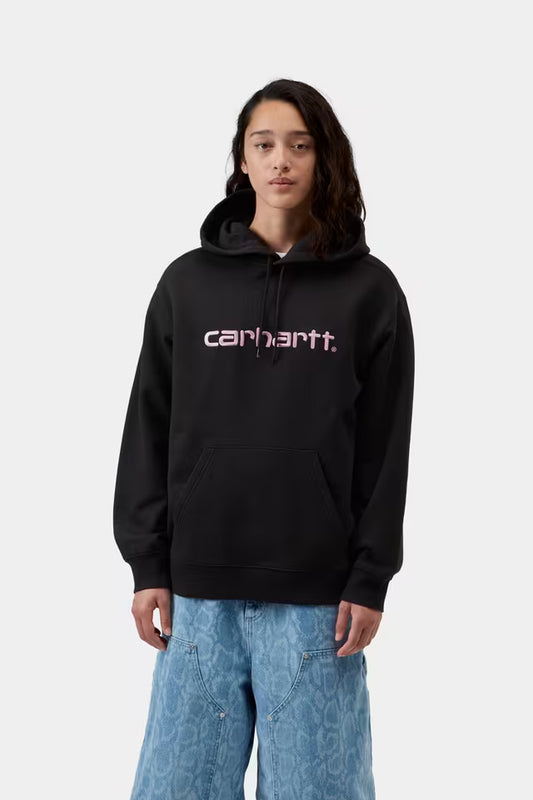 CARHARTT WIP W' HOODED CARHARTT SWEAT BLACK/HORTENSIA