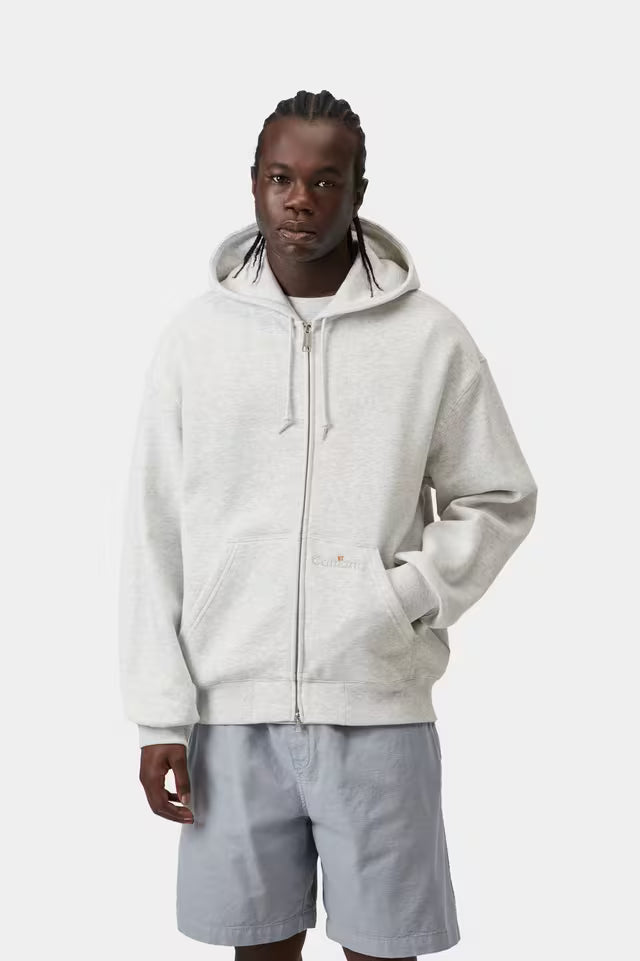 CARHARTT HOODED WIP LABEL SWEAT ASH HEATHER