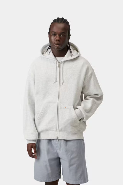 CARHARTT HOODED WIP LABEL SWEAT ASH HEATHER