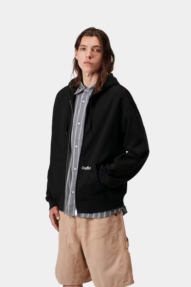 CARHARTT HOODED WIP LABEL SWEAT JACKET BLACK