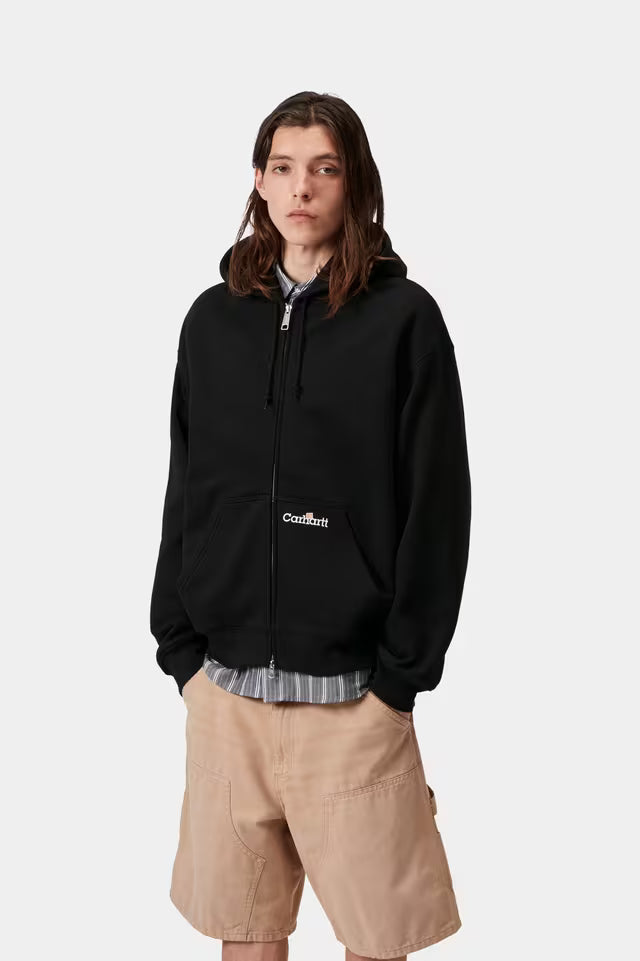 CARHARTT HOODED WIP LABEL SWEAT JACKET BLACK