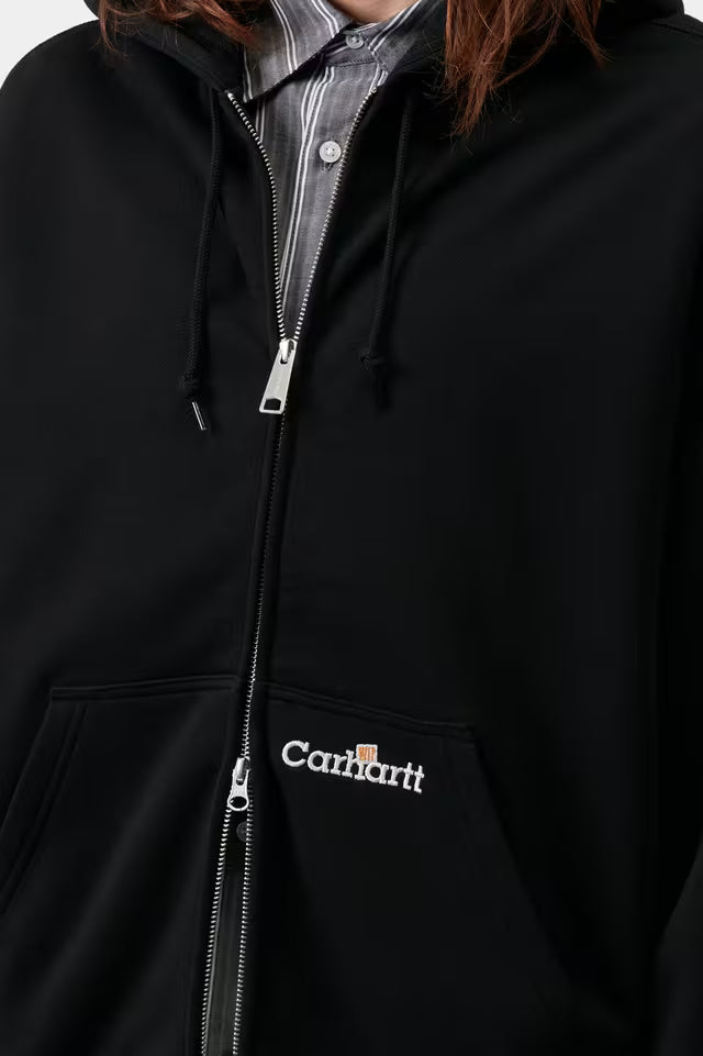 CARHARTT HOODED WIP LABEL SWEAT JACKET BLACK
