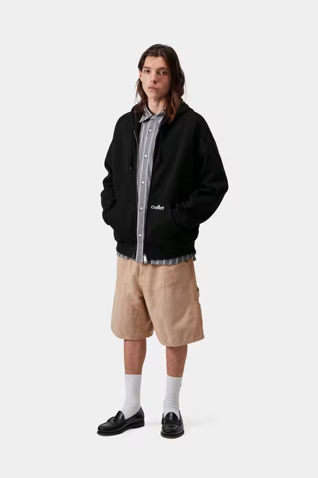 CARHARTT HOODED WIP LABEL SWEAT JACKET BLACK