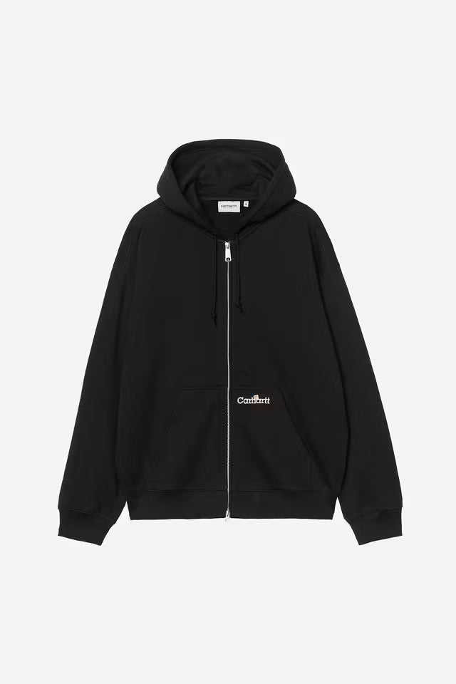 CARHARTT HOODED WIP LABEL SWEAT JACKET BLACK
