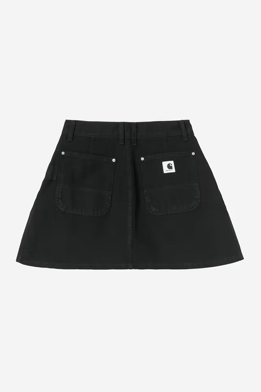 CARHARTT WIP W' BILLIESINGLE KNEE SKIRT BLACK STONE WASHED