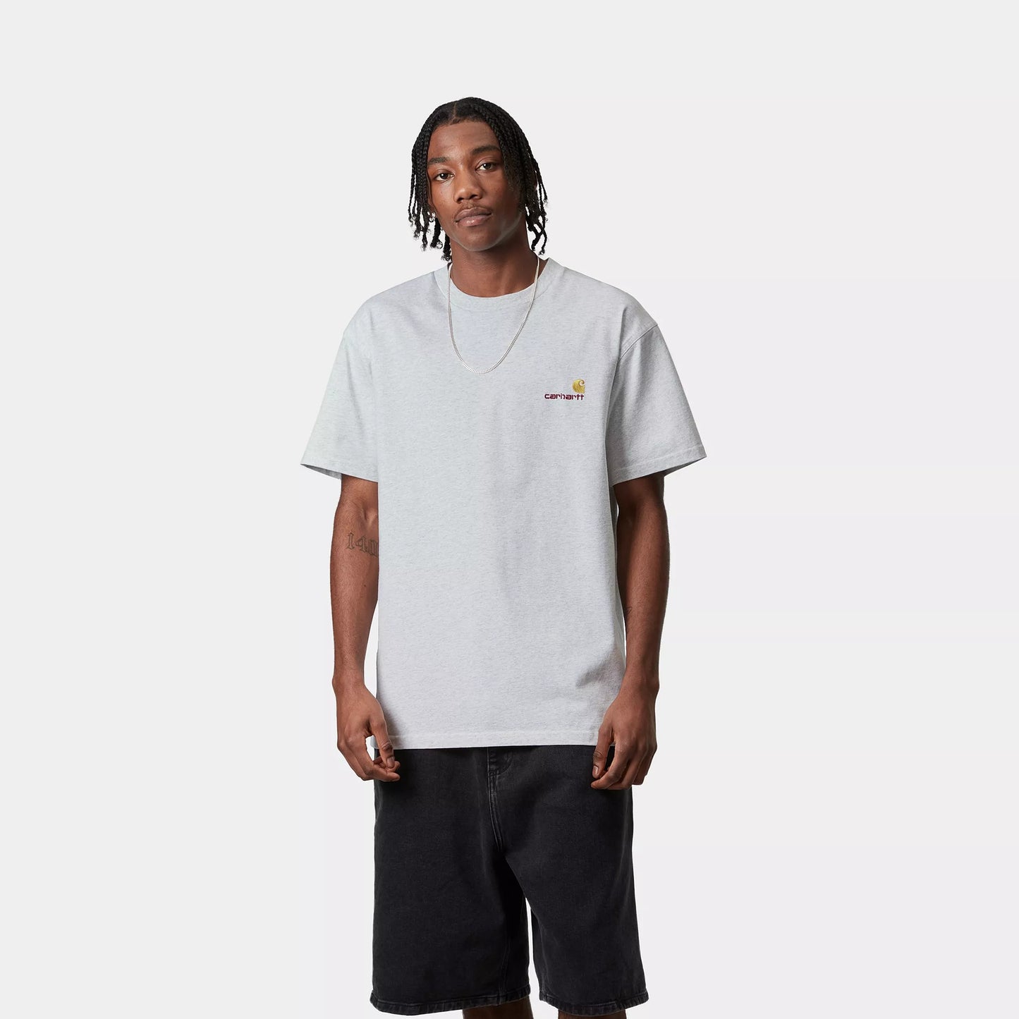CARHARTT WIP S/S AMERICAN SCRIPT ASH HEATHER