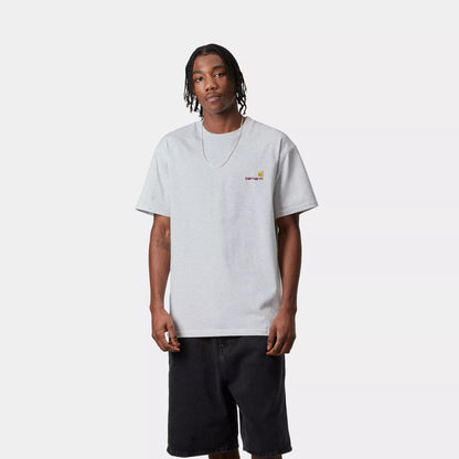 CARHARTT WIP S/S AMERICAN SCRIPT ASH HEATHER