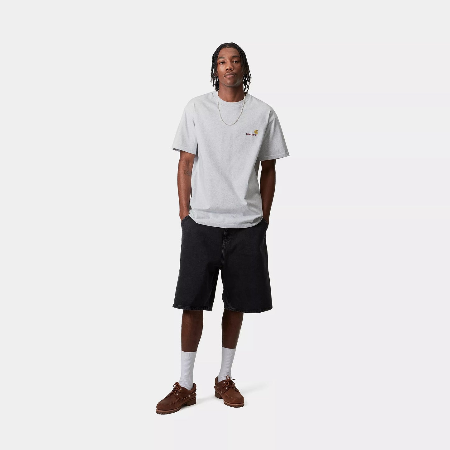 CARHARTT WIP S/S AMERICAN SCRIPT ASH HEATHER